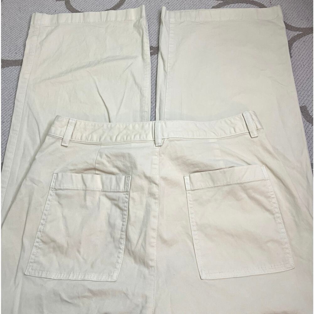 GAP High Rise Stride Ankle Pants Light Cream Straight Wide Leg Stretch, Size 14 - Picture 2 of 11